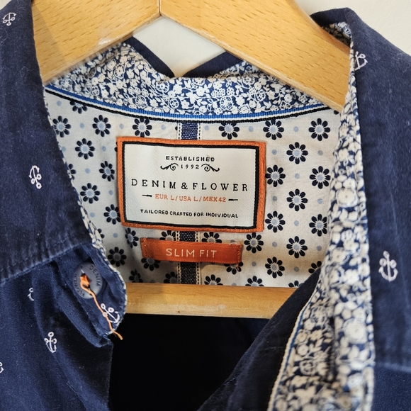 Denim & Flower Slim Fit Men's Large Anchor Print Short Sleeve Shirt A1212 - Picture 6 of 12